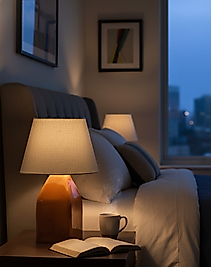 Dekoratif Seramik Konik  Kızıl Kahve Abajur  AB010