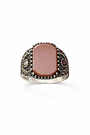 Akik Taşlı 925 Ayar Gümüş Erkek Yüzük