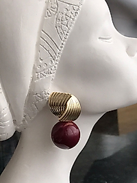 Gold Bordo Top Küpe