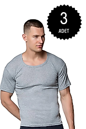 Gümüş 3101 Erkek Renkli Ribana Bisiklet Yaka Gri 3 lü Paket