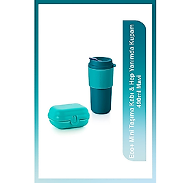 Tupperware Eco+ Mini Taşıma Kabı & Hep Yanımda Kupam 490ml Mavi 2'Li Set