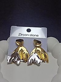 Jade'm Gold Çelik Yaprak Gold Silver Küpe