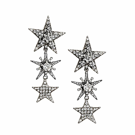 Taşlı Sallantılı Tasarım Çoklu Yıldız Küpe