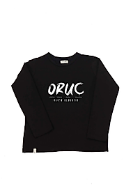 Kız Çocuk Uzun Kollu Bisiklet Yaka "Oruç" Baskılı Tişört Mevsimlik Pamuklu