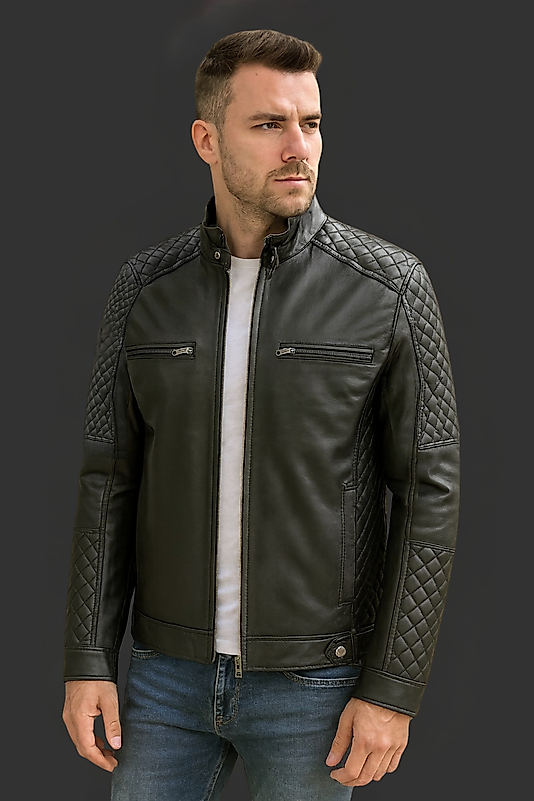 Felipe Hakiki Deri Erkek Siyah Mont