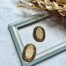 Doğal Ton Hasır Görünümlü Oval Küpe I Mev'Art Collection