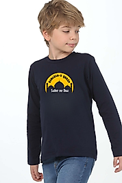 Erkek Çocuk Uzun Kollu Bisiklet Yaka "Sabır ve Dua" Baskılı Tişört Mevsimlik Pamuklu