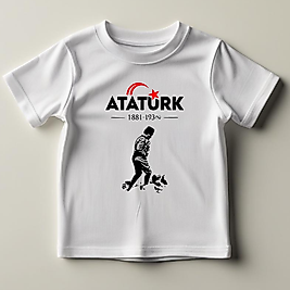 Atatürk Baskılı günlük ve Okul Grurupları için Ulusal model Normal Kalıp  Çocuk Tişört