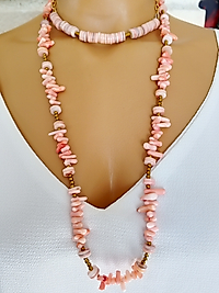 PEMBE MERCAN İKİLİ KOLYE