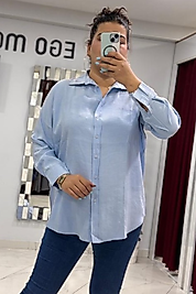 Açık Mavi Dökümlü Gömlek