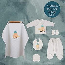 7 Parça Ananas Baskılı Hastane Çıkışı Seti ✨