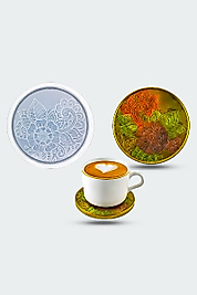 Çiçek Desenli Bardak Altı Epoksi Silikon Kalıbı EPK873
