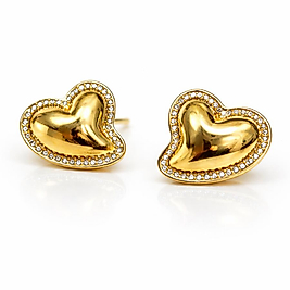 Taş İşlemeli Kalp Küpe