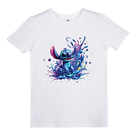Stitch Splash Baskılı Çocuk Tişört – Renkli & Eğlenceli