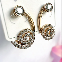 Xuping Vip Seri Spiral Model Zirkon Taşlı Gold Renk Çelik Küpe