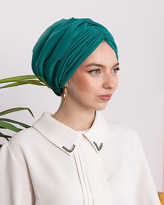 Drapeli Dolgulu Yeşil bone