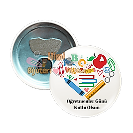 Öğretmen Metal Resimli İğneli Buton Rozet Magnet Anahtarlık Açacak Çanta Rozetleri M4