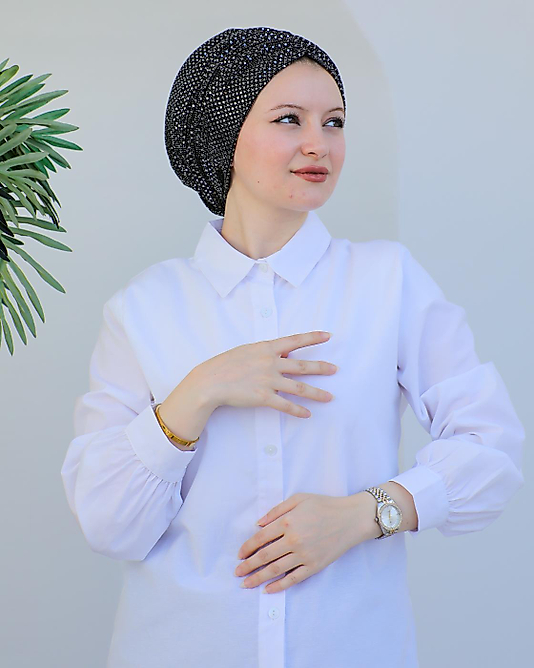 Aynali Payetli Drapeli Dolgulu Bone