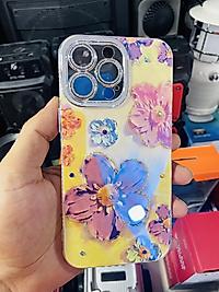 İphone 12 Pro Max Çiçek Desenli Taşlı Lens Korumalı Telefon Kılıfı