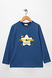 Kız Çocuk Uzun Kollu Bisiklet Yaka "Ramazan Paylaşmaktır" Baskılı Tişört Mevsimlik Pamuklu