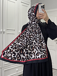 Leopar Desenli Twill Şal
