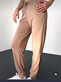 Yumuşak Dokulu Modal Camel Önden Dikişli Bel Ve Paça Lastikli Jogger Pantolon Eşofman Altı