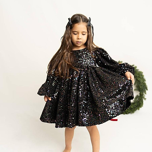 Payet Arkası Fiyonk Bağlama Kız Çocuk Özel Gün Elbisesi