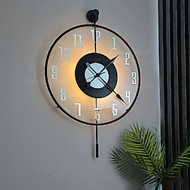 LED li BLACK Latin FACE Gümüş Rakamlı Tiktok (BÜYÜK BOY 50 X 75), Dekoratif Sarkaçlı Duvar Saati