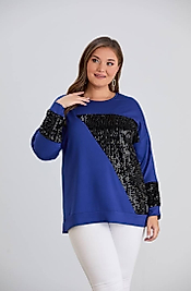 saks mavi pul detaylı bluz