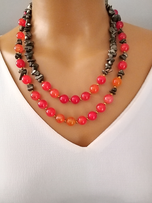 AKİK BE PRİT DOĞALTAŞ KOLYE