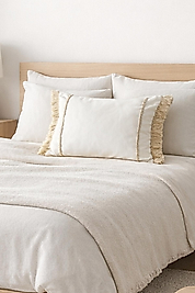 Püsküllü Bohem Beyaz Kırlent Kılıfı