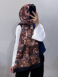 PAMUKLU SOFT ROZA DESEN ŞAL-SİYAH\KAHVE