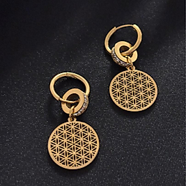 Yaşam Çiçeği Gold Çelik Küpe