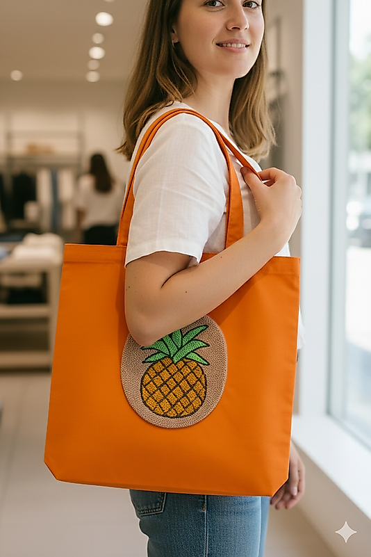 Ananaslı Turuncu Tasarım Çanta