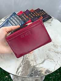 Vica Model Hakiki Deri Kadın Kartlık Cüzdan Vişne Renk