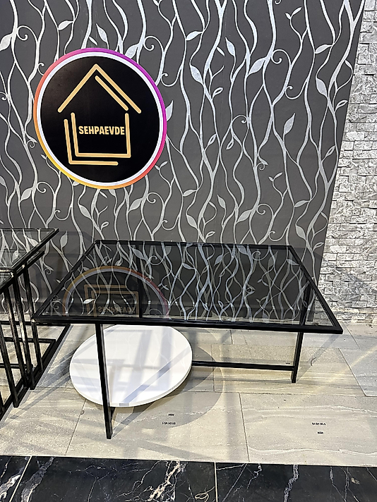 SİYAH DİKDÖRTGEN ORTA SEHPA ŞEFFAF CAM