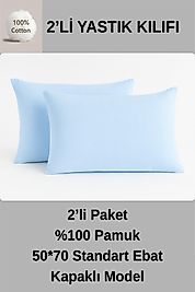%100 PAMUK YASTIK KILIFI 50*70 ( 2 ADET) -MAVİ