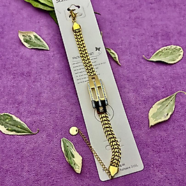 Çelik bileklik taşlı gold 18 cm