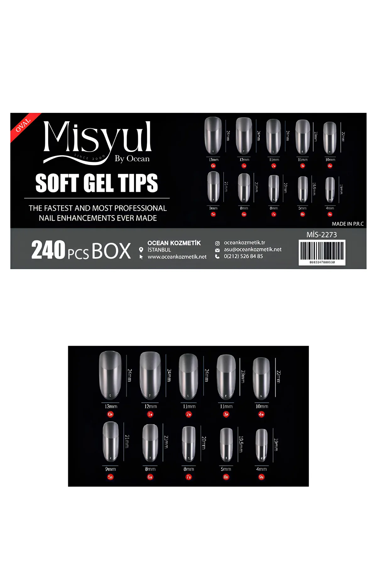 Misyul Soft Jel Tips Protez Tırnak Tips Uzatma Yeni Nesil 240 Adet(oval)