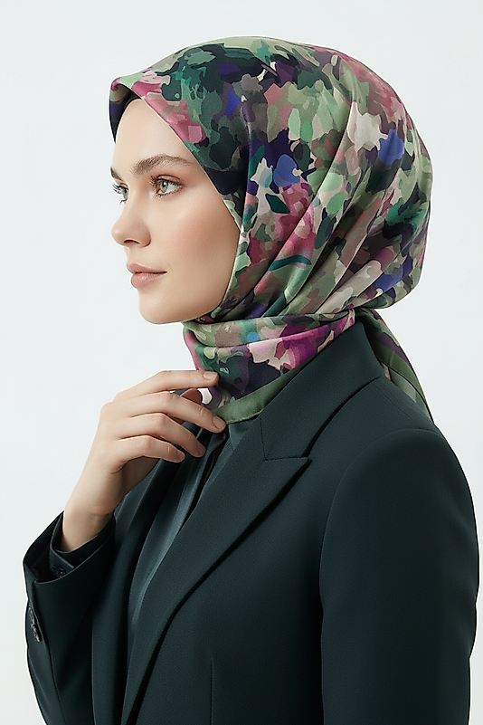 Spring Eşarp Kamufulaj Pastel Desen