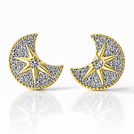 Gold Zirkon Taşlı Küpe