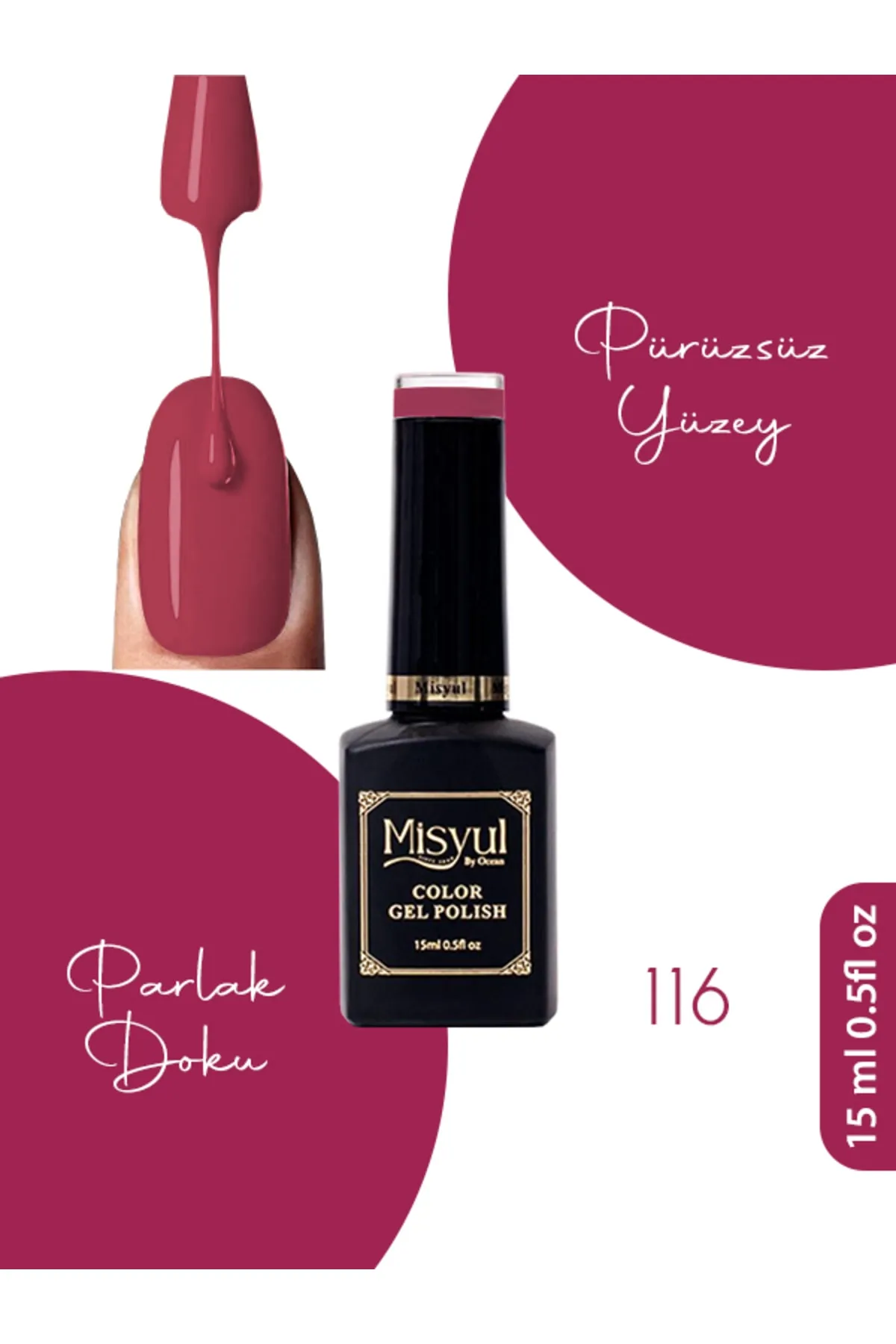 Misyul Kalıcı Oje 116, UV Led Kalıcı Oje Nail Art 15ml