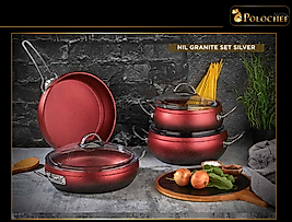 POLOCHEF GÜMÜŞ KIRMIZI SET