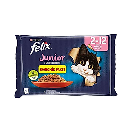 Purina Felix Tavuk Etli ve Sığır Etli Yavru Kedi Yaş Mama (4 x 85 g)