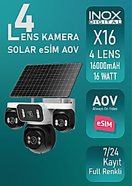 İNOX-X16 4 LENS SOLAR ESİM AOV 7/24 KAYIT FULL RENKLİ