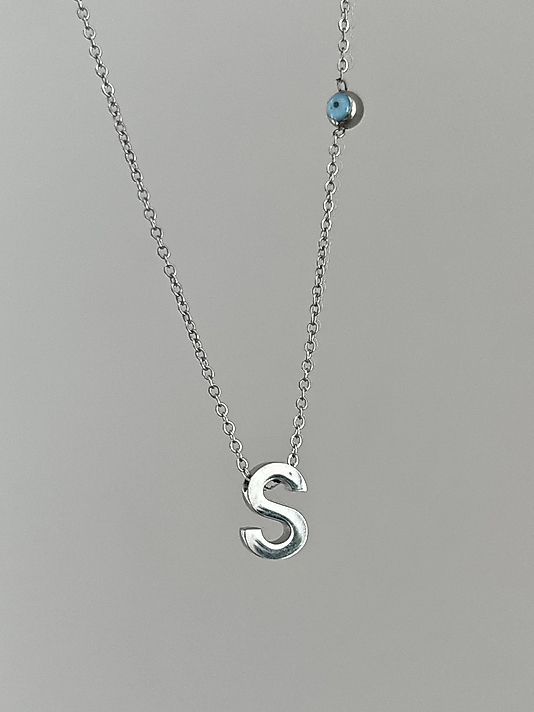 Çelik S Harf Minimal Silver Kolye