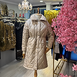 Kapitone Kadın Mont 40-Krem