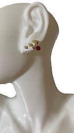 LALE TASARIM FUŞYA TAŞLI GOLD TRAGUS HELİX PEARSING KIKIRDAK KÜPE ÇELİK