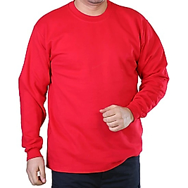Sweat Kazak- Bisiklet Yaka-Kırmızı  Renk -2 iplik Şardonlu