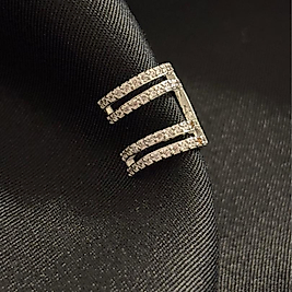Sıkıştırmalı Taşlı Silver Çelik Piercing